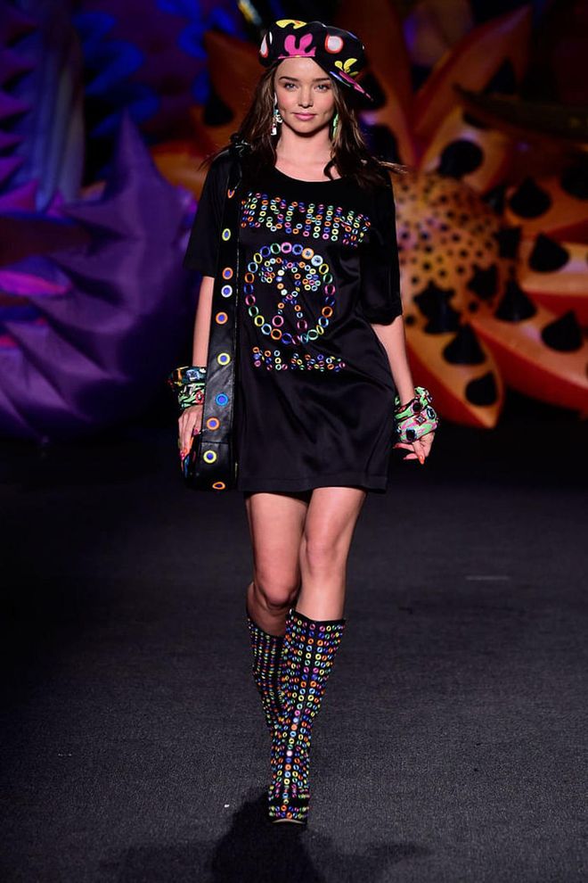 Gerber and Hadid were in esteemed company, showcasing the latest Moschino looks alongside runway vets like Miranda Kerr and Alessandra Ambrosio, It girl Hailey Baldwin, plus a slew of Victoria's Secret regulars like Martha Hunt, Taylor Hill, Romee Strijd, and Jasmine Tookes. (To name but a few.) Photo: Getty
