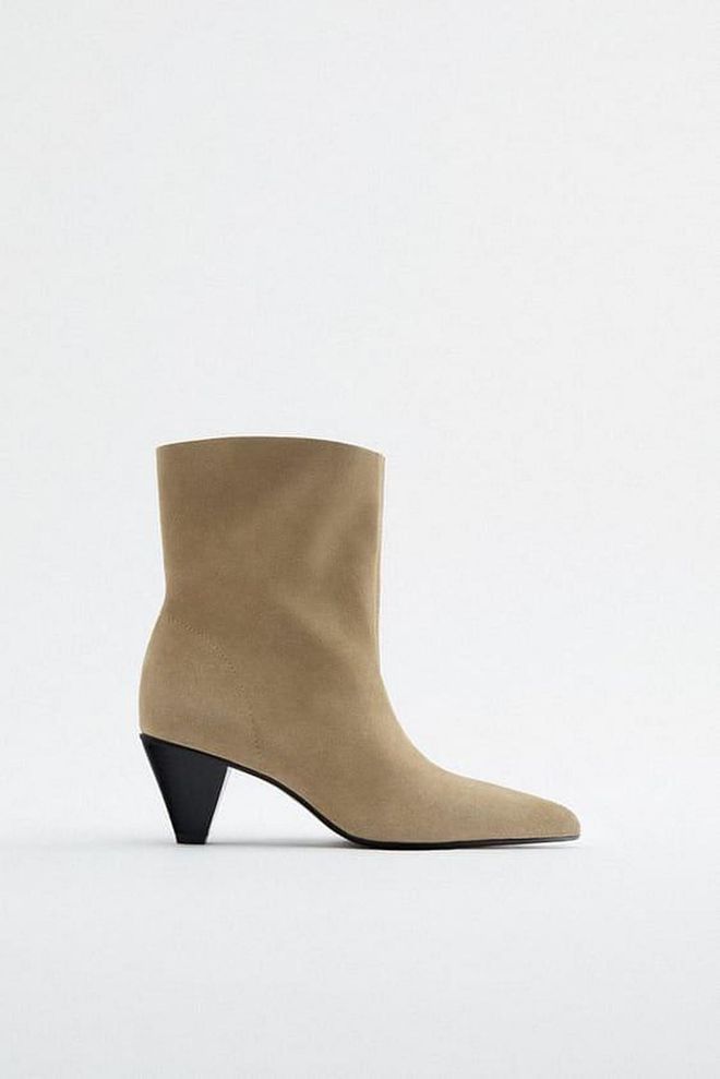 Suede Ankle Boots, $129, Zara