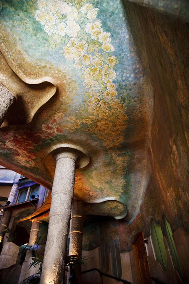 The interiors are also beautiful at Casa Milà with intricicately painted stairwells.