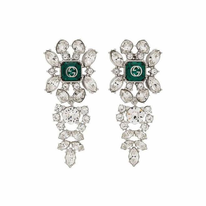 Silver Crystal Interlocking G Earrings, $1,550, Gucci at SSENSE