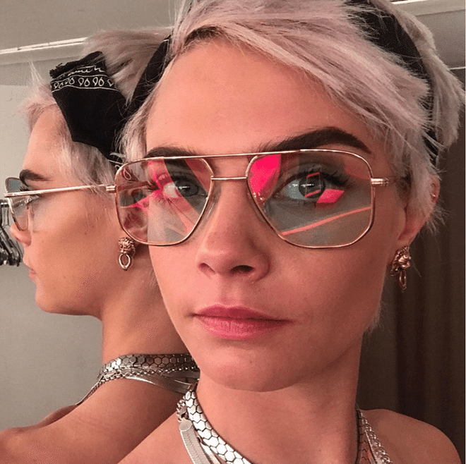 Pair it with similar coloured earrings. Photo: @caradelevingne 