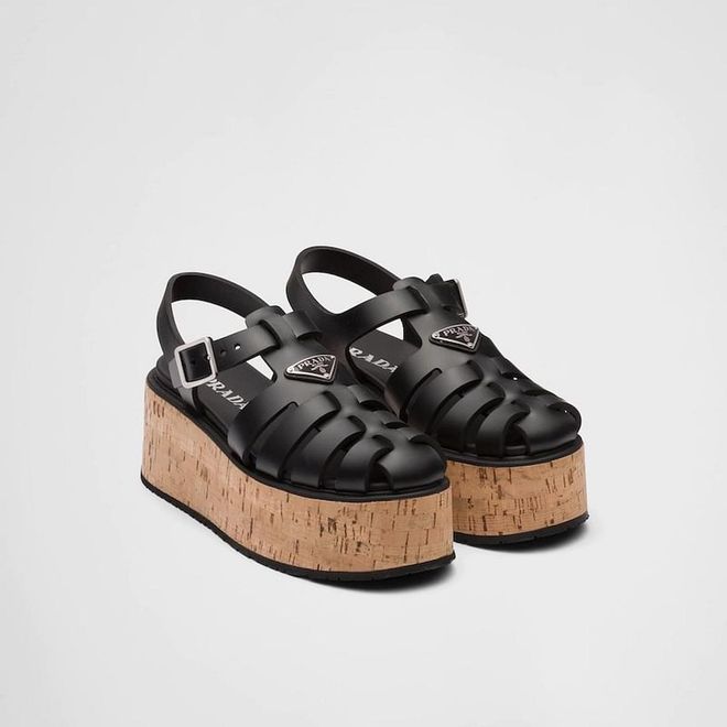 Rubber Wedge Platform Sandals, $1,550, Prada