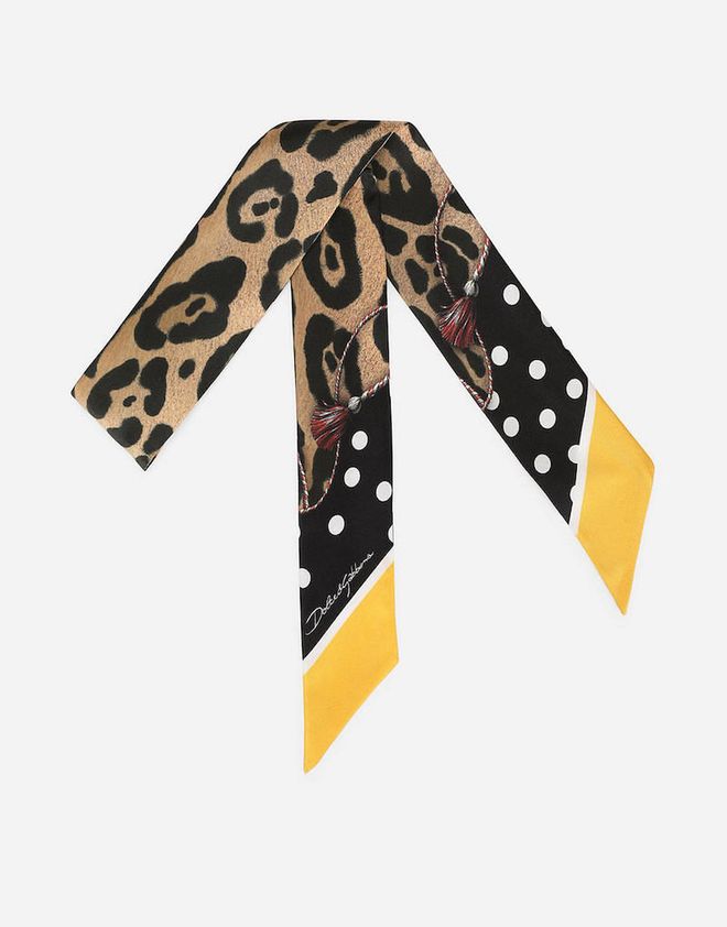 Leopard-Print Twill Headscarf, $270, Dolce&Gabbana
