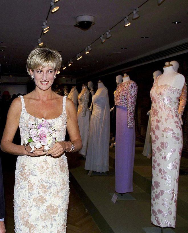 Just a few months before she passed away, Diana held a Christie's auction of 79 of her most iconic dresses to raise money for AIDS and cancer charities. One of the most well-known dresses sold was the "Travolta dress," a velvet blue gown that Princess Diana wore at a gala at the White House, where she danced with John Travolta.
Photo: Getty