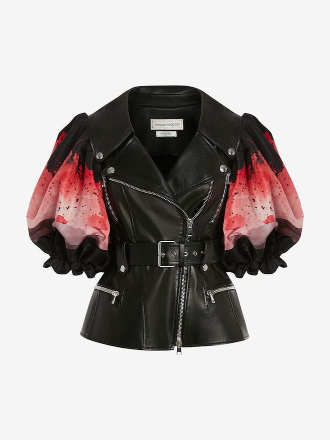 Anemone Print Biker Jacket, $9,575, Alexander McQueen