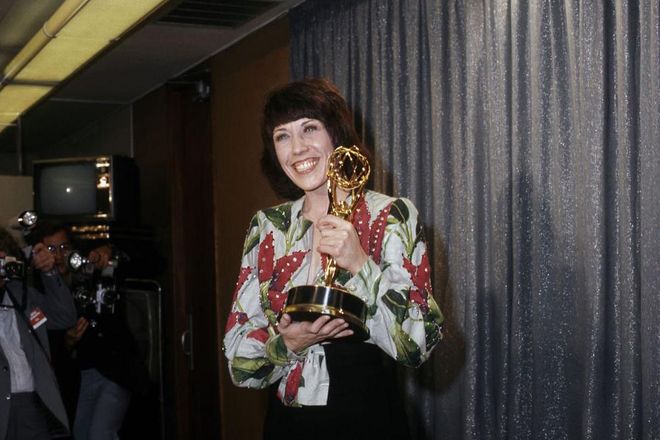Tomlin slayed in a printed shirt when she picked up her Emmys (plural) for Lily in 1974. 