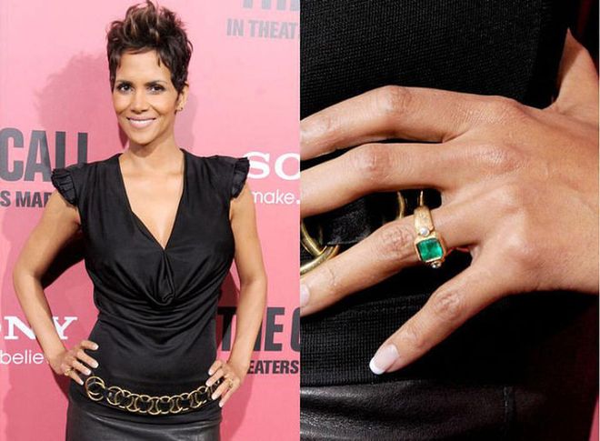 Olivier Martinez proposed to Berry with a Robert Mazlo 4-carat emerald in March 2012.

