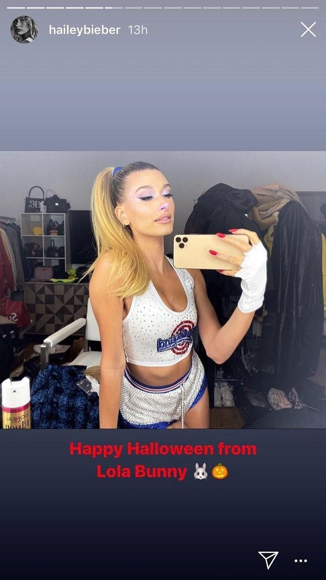 The model dressed up as Lola Bunny from Space Jam.