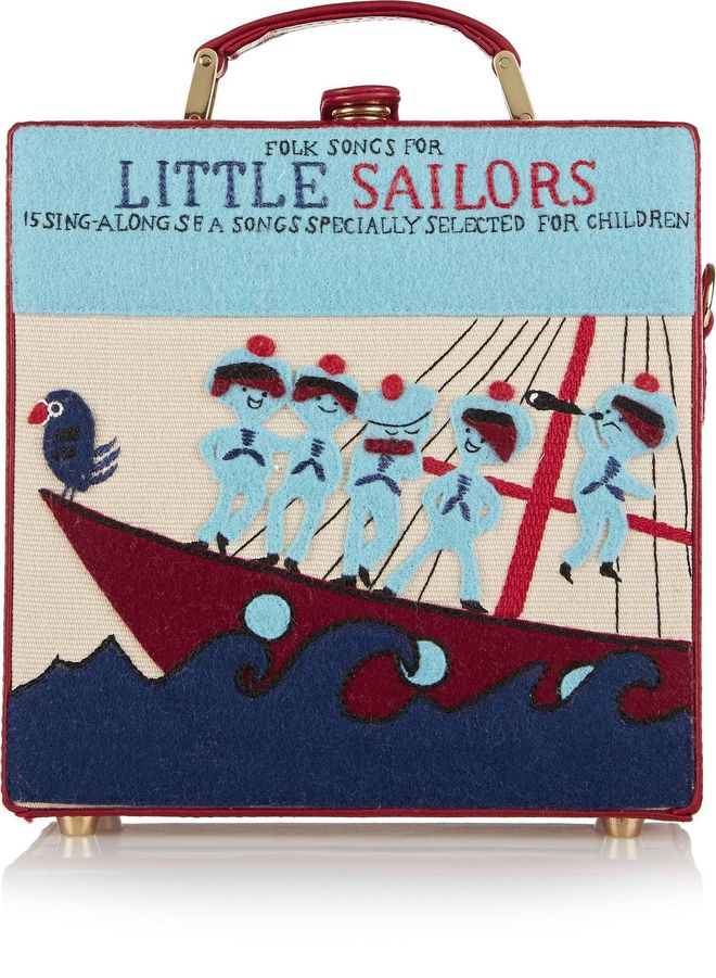 Little Sailors Embroidered Canvas and Leather Tote