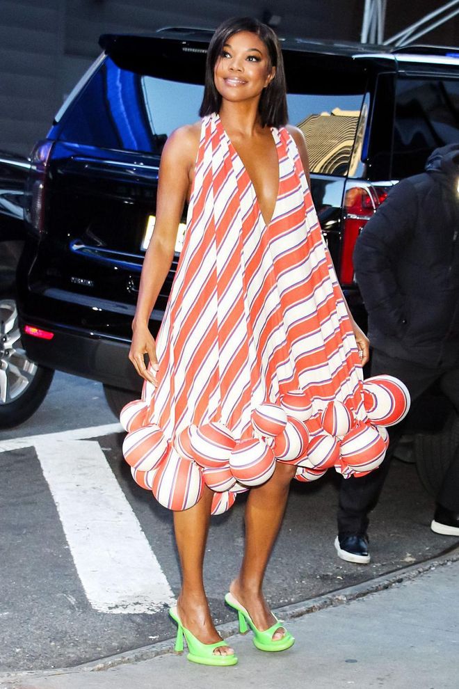 Gabrielle Union's Whimsical Dress Includes Structured Orbs On The Hem