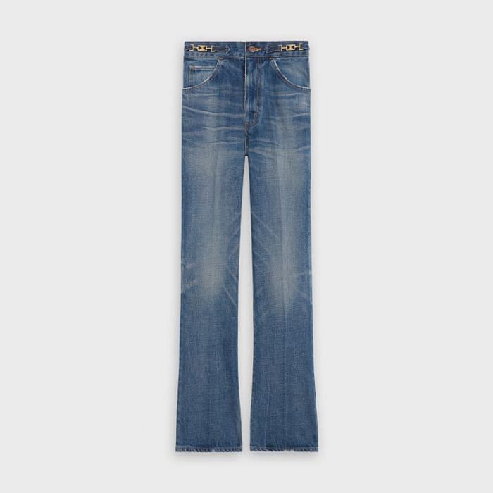 Celine Blue Denim Triomphe Hardware 'Jane' Flare Jeans Size 28