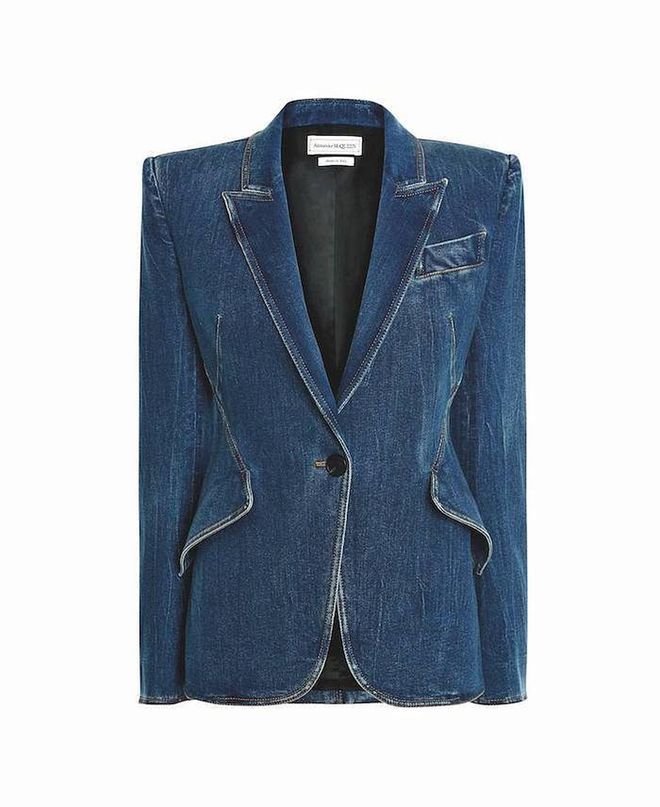 Denim Tailored Jacket, $3,240, Alexander McQueen