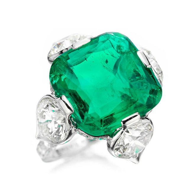 Bhagat vintage Old Colombian buff-top emerald diamond ring, price upon request, FD-Gallery.com.
