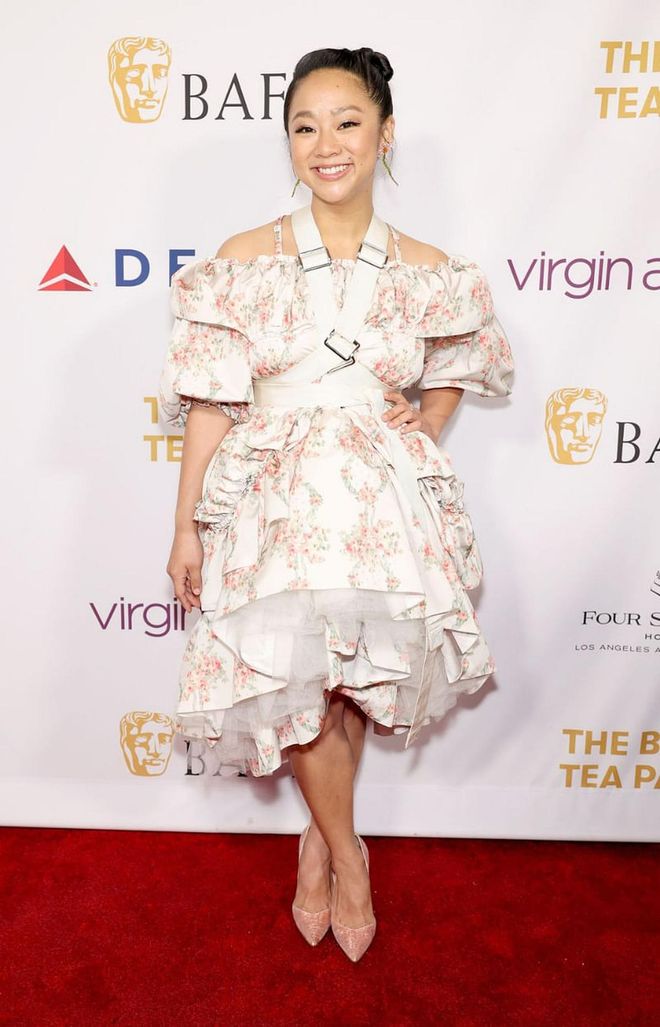 The actress Stephanie Hsu attending a BAFTA event in January, wearing a Simone Rocha dress from the Spring 2023 collection.