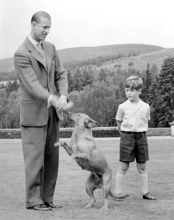 Prince Philip and Prince Charles at Balmoral—the favorite residence of Queen Victoria, the great-grandmother of the Queen.