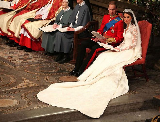 Prince William and Catherine Middleton during their wedding ceremony.
Photo: Getty
