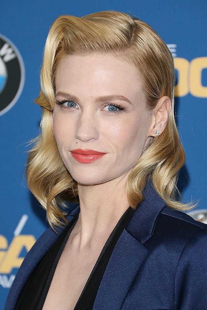 January Jones’ retro curls are a statement all on their own.
