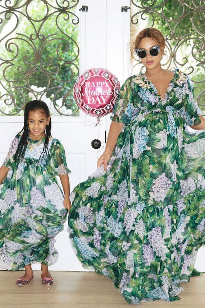 Making Mother's Day extra special last year, Beyoncé and her six-year-old daughter Blue Ivy schooled us all in the art of mother-daughter dressing. The two wore matching floral print Dolce &amp; Gabbana caftan dresses, making for the perfect breezy spring look. Photo: Instagram