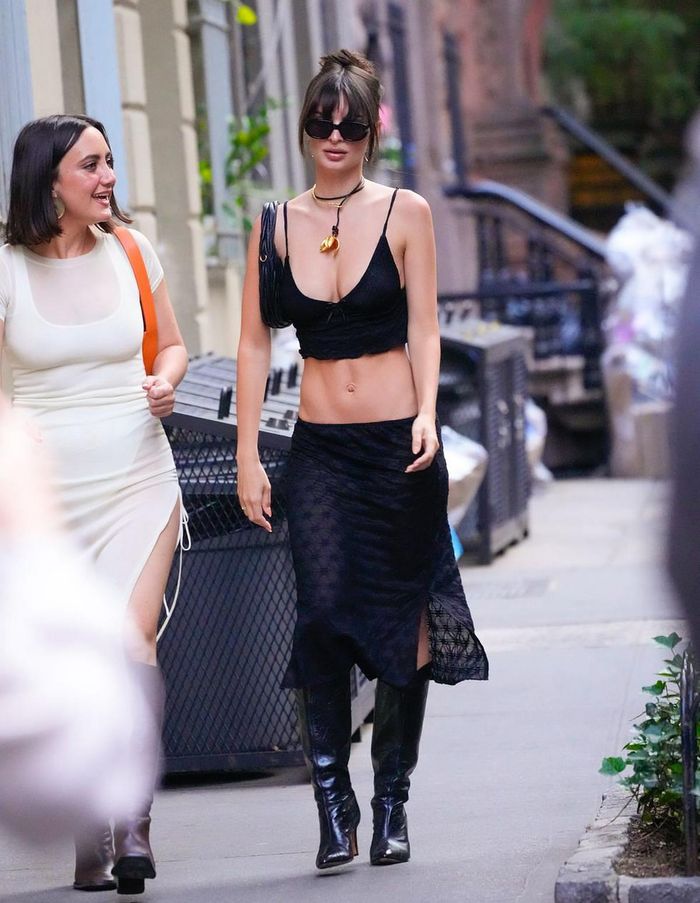 Emily Ratajkowski Brings the Heat in a Sheer Crop Top and Matching Low-Rise  Skirt