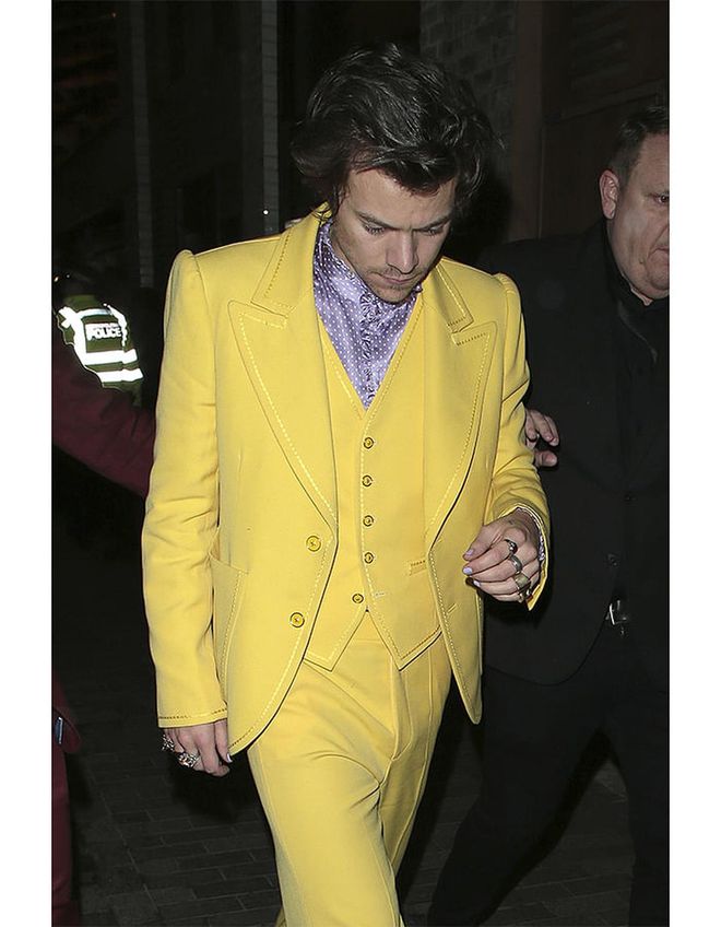 When he wore this canary yellow Marc Jacobs suit, from the brand's womenswear line. 