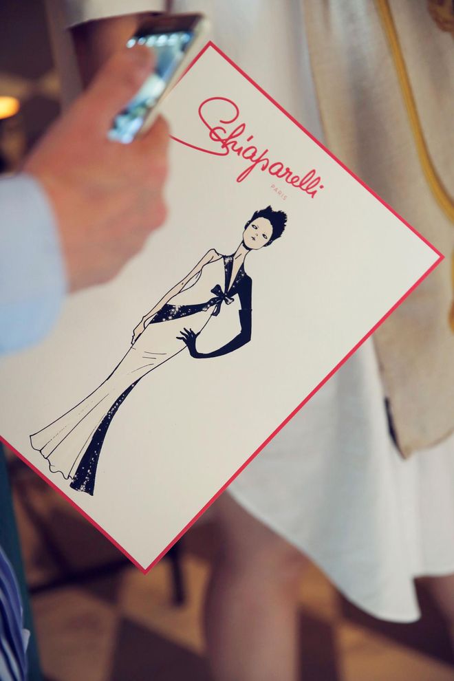 The design sketch of the custom-made Schiaparelli dress.