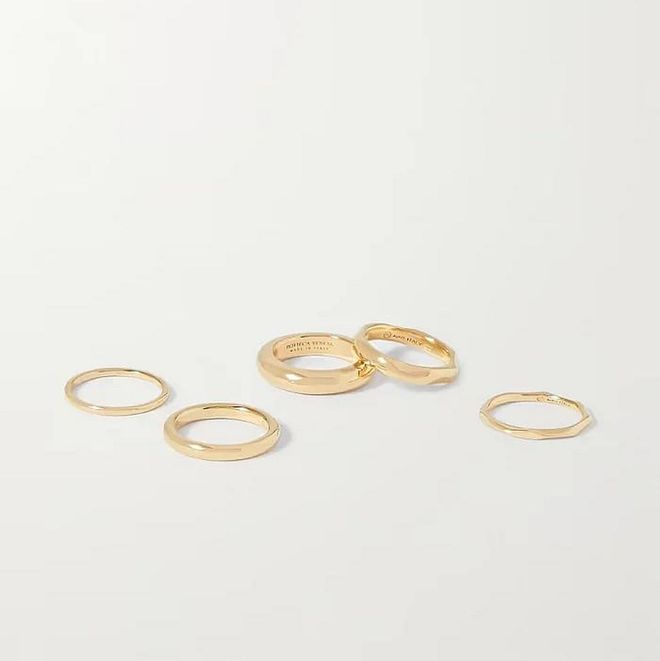 Set Of Five Gold-tone Silver Rings, $1,070, Bottega Veneta at Net-A-Porter 