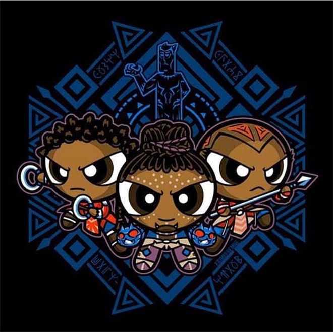 The Oscar winner turned Black Panther's leading women (played by herself, Danai Gurira, and Letitia Wright) into Powerpuff Girls in an awesome cartoon.