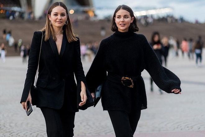 Sara Donaldson wearing a  cashmere turtleneck and the epitome of chic in all black. Photo: Getty 