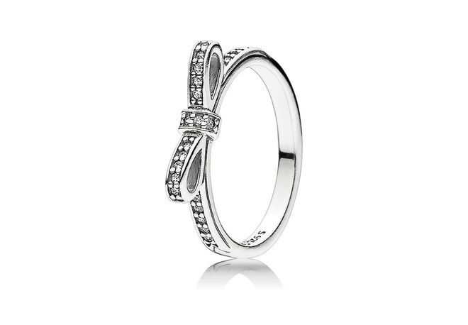 Sparkling Bow sterling silver ring with cubic zirconia, $99