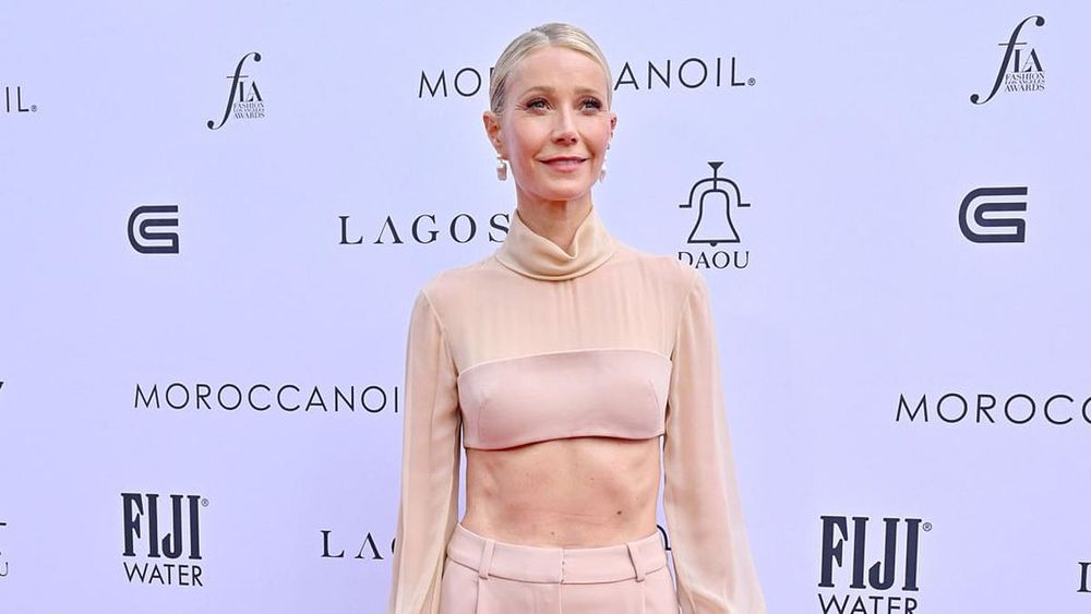 Gwyneth Paltrow Attends Rare Red Carpet Event In A Sheer Nude Crop Top And  Matching Pants
