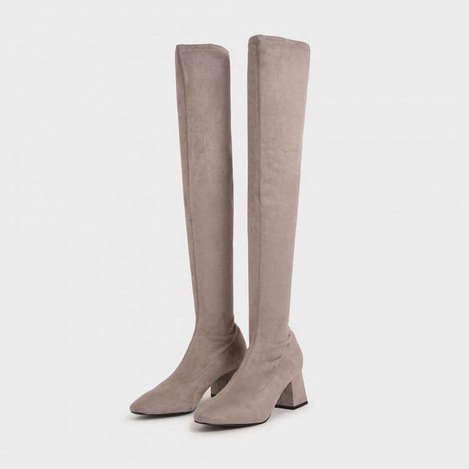 Textured Thigh High Boots, $89.90, Charles & Keith