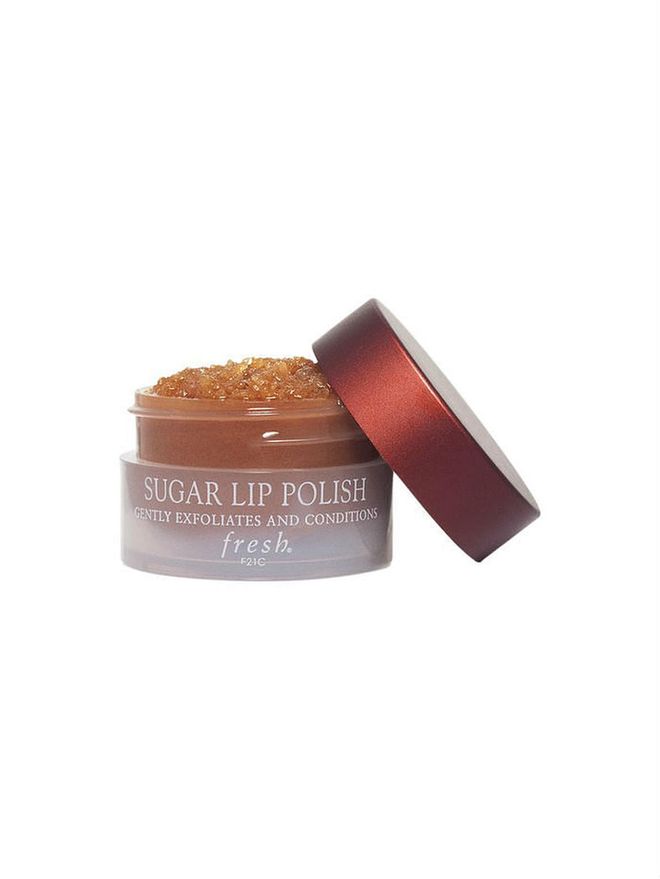 <b>Sugar Lip Polish, Fresh</b>: Missing out on lip balm for prolonged periods often result in ashy or even cracked lips for guys with ultra-dry lips. Fresh’s Sugar Lip Polish rids the lips of flaking skin on the lips with its exfoliating brown sugar granules. The jojoba oil in the product also provides temporary moisture and protection up until the first swipe of lip balm.