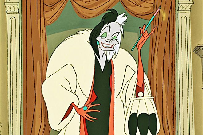 One of Disney’s most memorable creations, Cruella de Vil’s long, skeletal frame and mannerisms were shaped by the genius of animator Marc Davis, who also designed another breakthrough Disney villain, Maleficent. Her simple yet striking appearance (that hair! Those red, red gloves and boots!), coupled with her clipped, Tallulah Bankhead-esque speech has made her an enduring favourite among drag-queens and animal, erm, enthusiasts.
Image: Pinterest