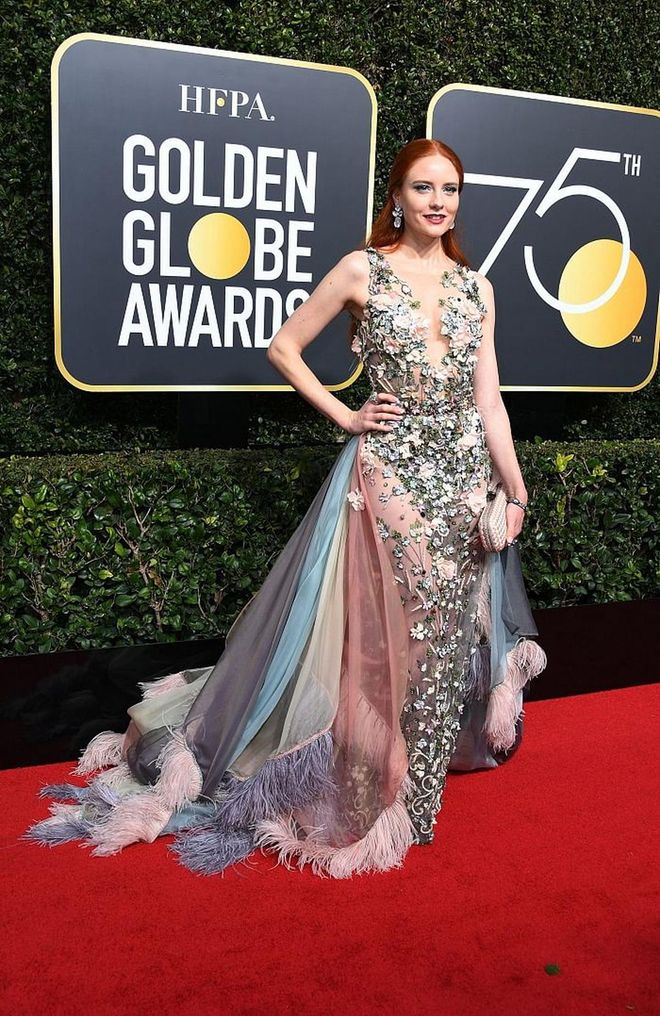 German fashion model Barbara Meier arrives for the 75th Golden Globe Awards on January 7, 2018, in Beverly Hills, California. / AFP PHOTO / VALERIE MACON        (Photo credit should read VALERIE MACON/AFP/Getty Images)