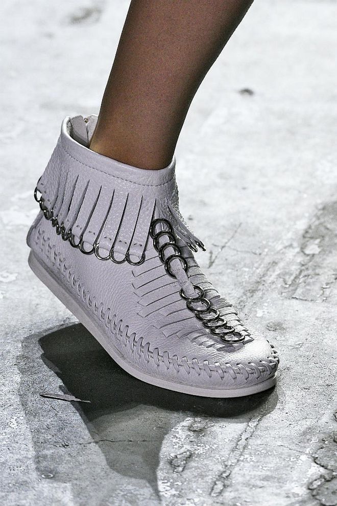 Seen in: New York Fashion Week SS17 // Reason to love: The shoes' tassel and stitch details are accented with "too cool for school" metallic rings. It seems that Alexander Wang has raised the bar for casual day dressing to soaring heights (Photo: Getty)