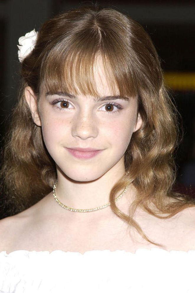 Back in 2002, Hermione Granger and Watson shared the same hairstyle—wispy bangs and natural curls.