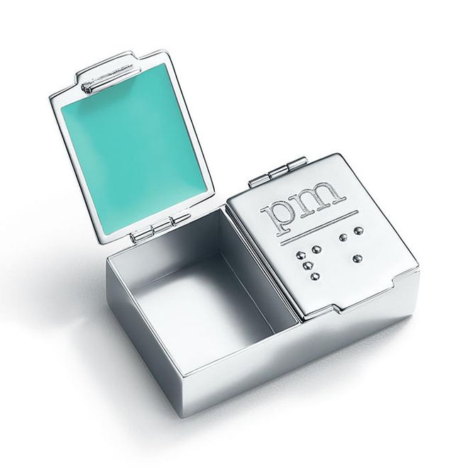Everyday Objects AM/PM box in sterling silver with Tiffany Blue® enamel accent