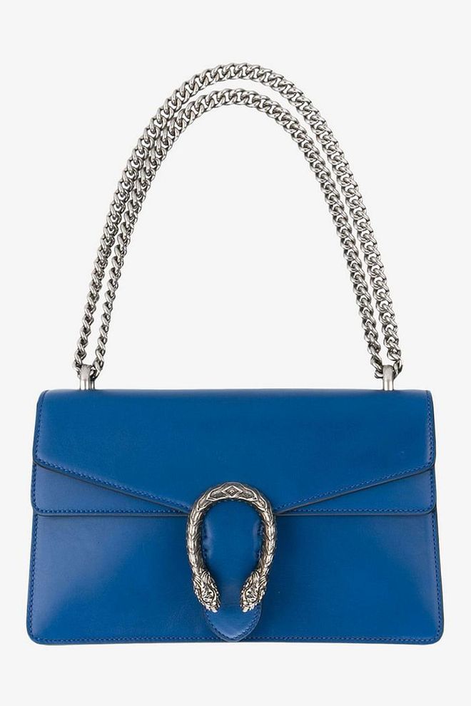 Gucci's ladylike box bag is an accessible way of tapping into the brand's eclectic aesthetic without having to embrace maximalism. Juxtapose its adult appeal and wear with jeans and a band T-shirt. Dionysus shoulder bag, £1,470