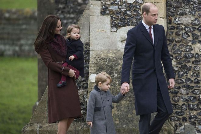 When Prince William and the Duchess of Cambridge bring the children to Sandringham House in Norfolk to spend Christmas with the Queen, they're greeted with all sorts of treats. Christmas morning kicks off with a hearty breakfast before church, followed by a lunch of salad with shrimp or lobster, roasted turkey, and traditional sides like parsnips, carrots and Brussels sprouts. Come dinnertime, the chef carves an impressive rib roast, turkey or ham, to be eaten with 15 to 20 other buffet items.

Photo: Getty