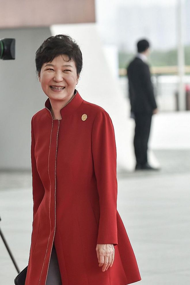 Park's position as South Korea's first female president, among other accomplishments, earned her the #11 spot on Forbes' Most Powerful Women list (and #43 overall). Though reeling back from the Sewol ferry sinking, which occurred during her term, Park spearheaded a free trade deal with Canada—reportedly the first of its kind between Canada and an Asian country. Photo: Getty