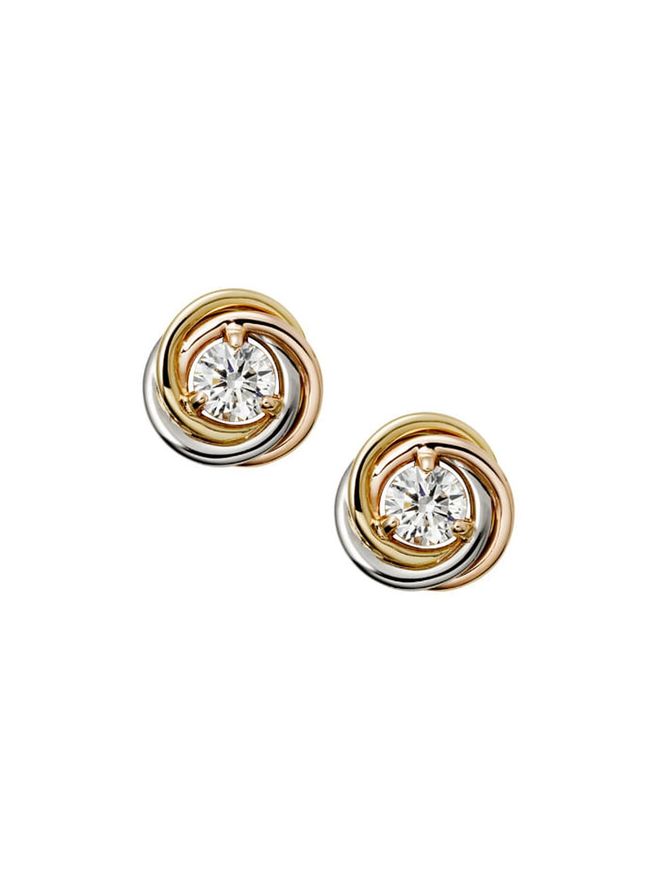 Cartier - White gold, yellow gold, pink gold, and diamond Trinity de Cartier earrings