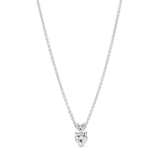 Double Heart Pendant Sparkling Collier Necklace, $149