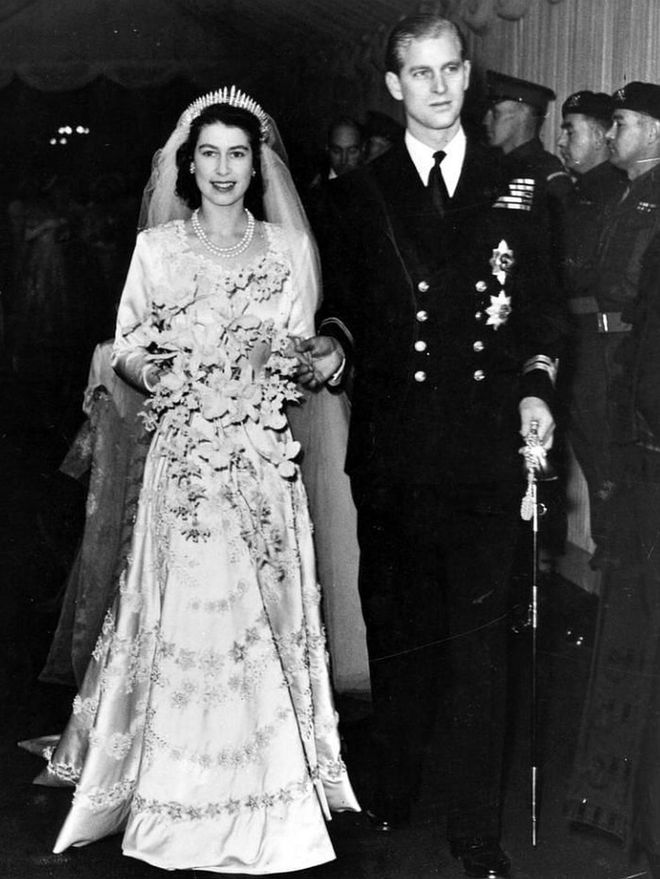 Then-Princess Elizabeth and Prince Philip on their wedding day in 1947.
Photo: Hulton Archive/Getty Images