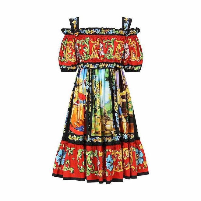 Mixed-Print Short Dress, $2,500, Dolce&Gabbana at Farfetch
