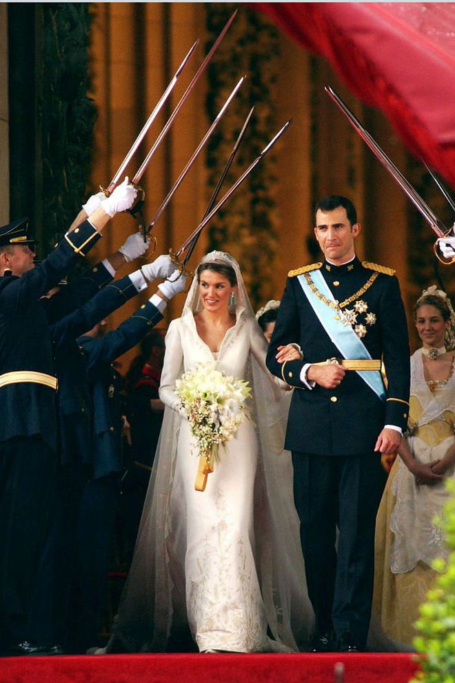 King Felipe met Letizia Ortiz Rocasolano in 2002, when she was on assignment as a journalist for CNN, reporting on an oil slick on the shoreline of Galicia. Letizia was there to report on the disaster, while Felipe was there to visit those affected. The pair connected and were married in 2004; they now have two daughters together.

Photo: Getty