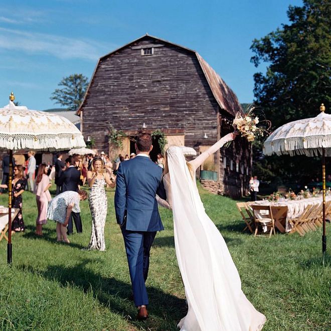 Outdoor, rustic, and barn weddings are not going anywhere anytime soon–but Coachella-inspired, unpolished bohemian affairs are taking a back seat. Skip the high-hanging chandeliers and opt for custom, handmade parasols; use colored taper candles to create a moody, yet whimsical vibe; and, use fine china and luxe textiles outdoors to give them a less-stuffy vibe. With the changing of weather, these polished, finer notes set the stage for an elevated affair–while still keeping your celebration romantic, organic, and outdoors.

Photo: Getty