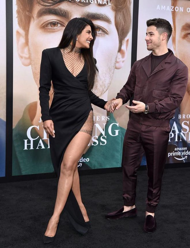 In a sexy, chain-embellished little black dress by Galia Lahav for the premiere of the Jonas Brothers' Chasing Happiness documentary.

Photo: Getty