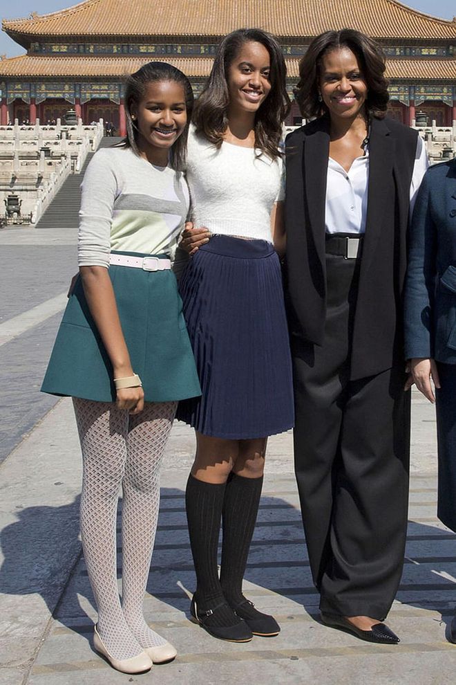 Visiting the Forbidden City in Beijing, China with First Lady Michelle Obama. Photo: Getty