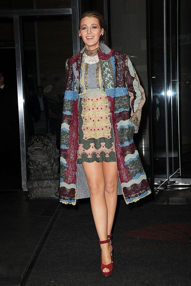 In Valentino pre-fall 2015 coat and dress in New York
