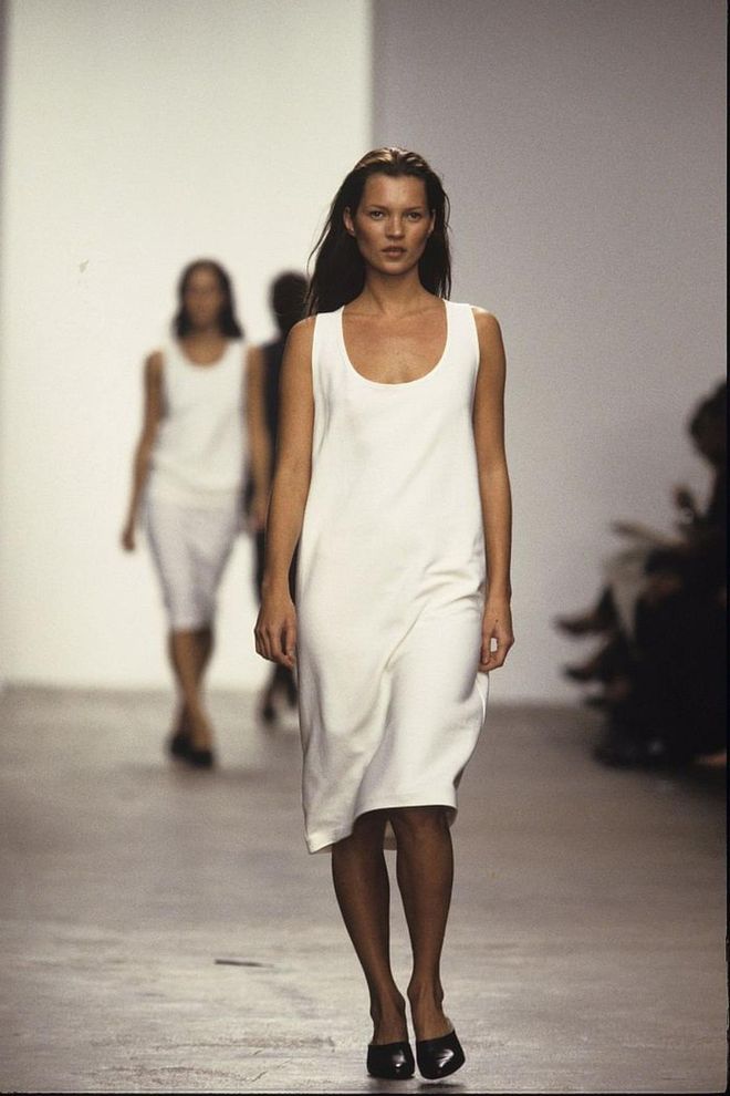 Kate Moss was the first to wear Calvin Klein's minimalist slip dress back in the 90s. It became a sartorial symbol for laidback, grunge chic and has recently been revived.